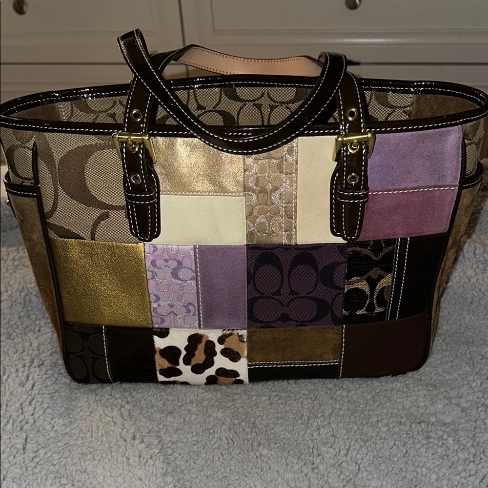 COACH Holiday Patchwork Tote Bag